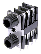 Neutrik NSJ12HF-1 двойной панельный разъем Jack 6.3мм TRS (стерео) гнездо, для установки на вертикальную ПП